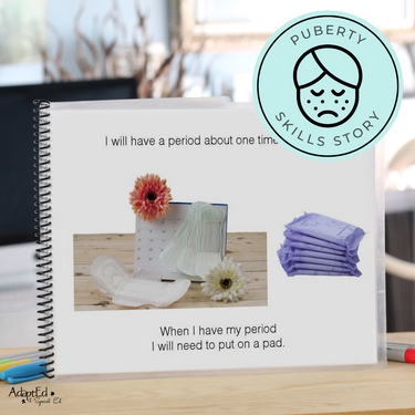 Social Skills Story: Putting on a Pad: Editable (Printable PDF ) Puberty - AdaptEd4SpecialEd